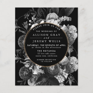 Papier Flore noire et blanche Faire-part de mariage