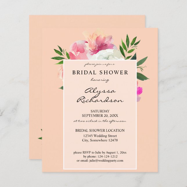 Papier Flore rose et blanche Budget - Fête des mariées 2C (Devant / Derrière)