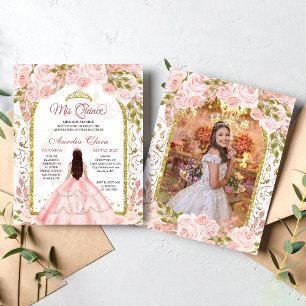 Papier Flore rose pâle Princess Arch Photo Quinceanera