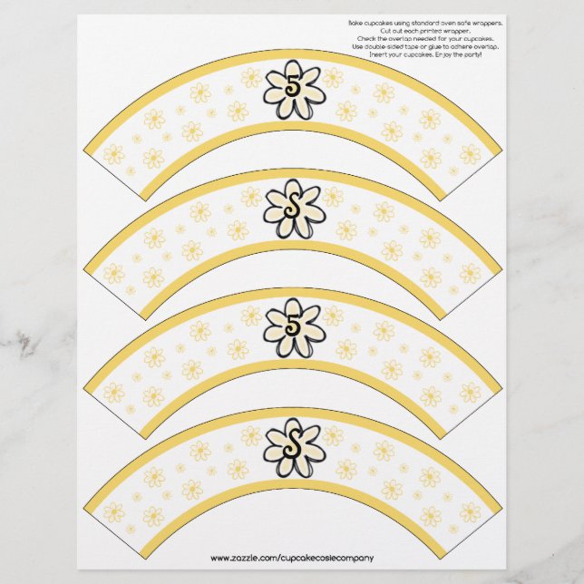 Papier Flower Power Yellow Number ou cake initial Cozés (Devant)