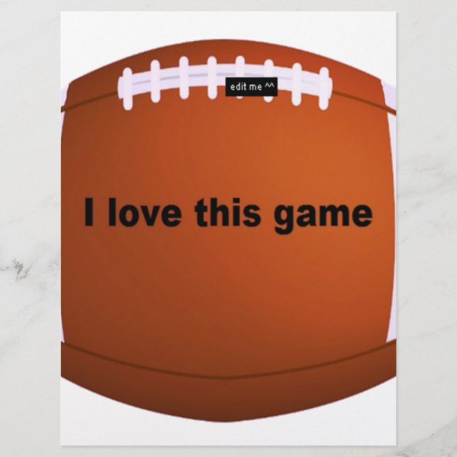 Papier Football américain : J'adore ce jeu (Devant)