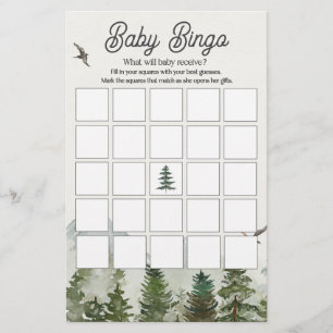 Papier forêt bois bébé bingo jeu de baby shower
