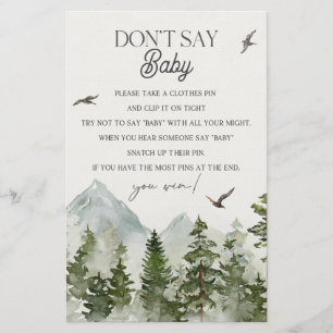 Papier forêt bois ne pas dire baby shower jeu