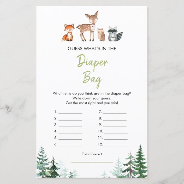 Papier Forêt boisée Oh douche garçon Qu'y a-t-il dans le  (Devant)