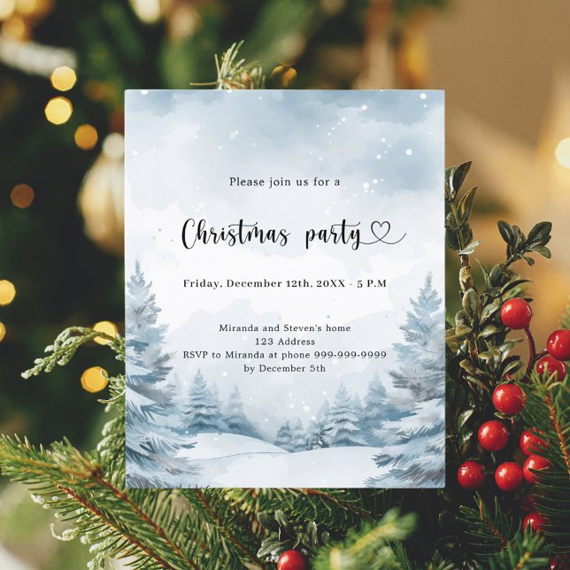 Papier Forêt d'hiver neige Noël Fête Invitation (Créateur téléchargé)