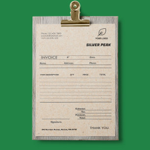 Papier Formulaire de facture d'entreprise Grey Kraft