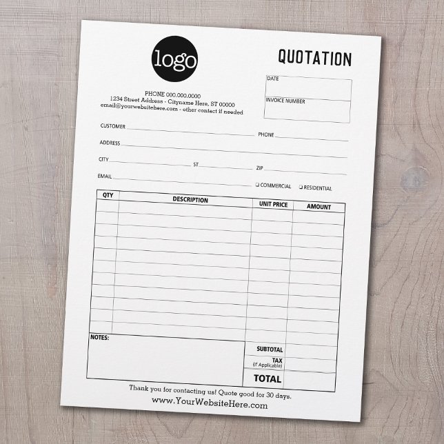 Papier Formulaire de soumission professionnelle, facture  (Créateur téléchargé)