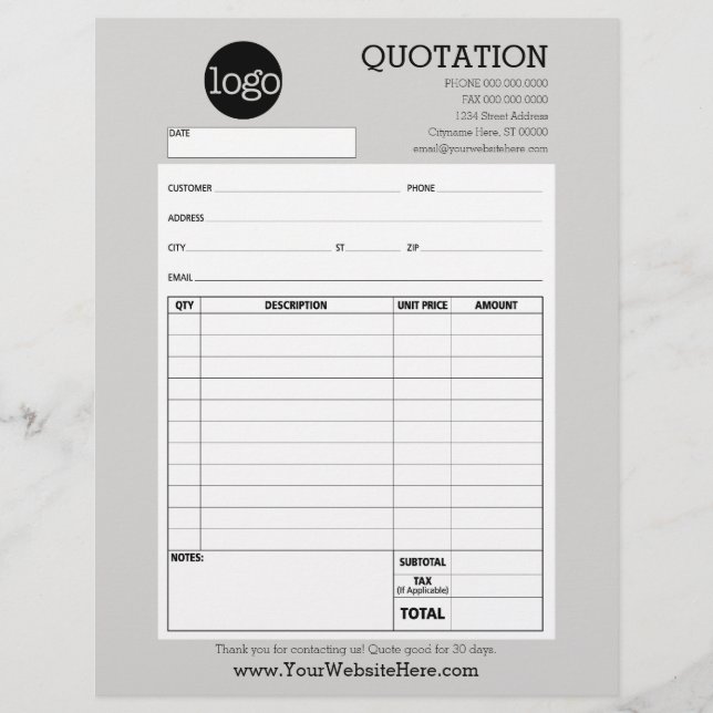 Papier Formulaire - Devis ou facture d'entreprise (Devant)