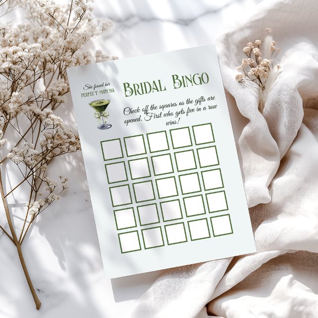 Papier Found Her Perfect Matcha Bridal Shower Bingo Game (Créateur téléchargé)