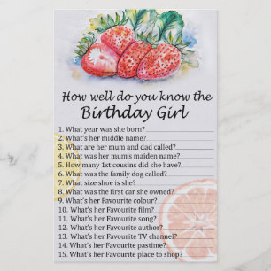 Papier fraise Comme tu connais bien la fille d'anniversai