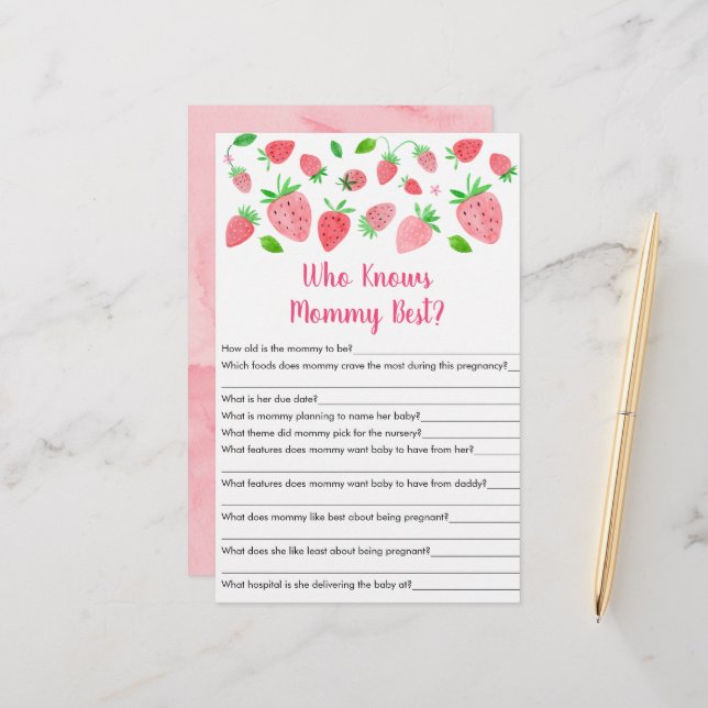 Papier Fraise de verdure qui connaît maman meilleur jeu (Devant/Arrière en situation)