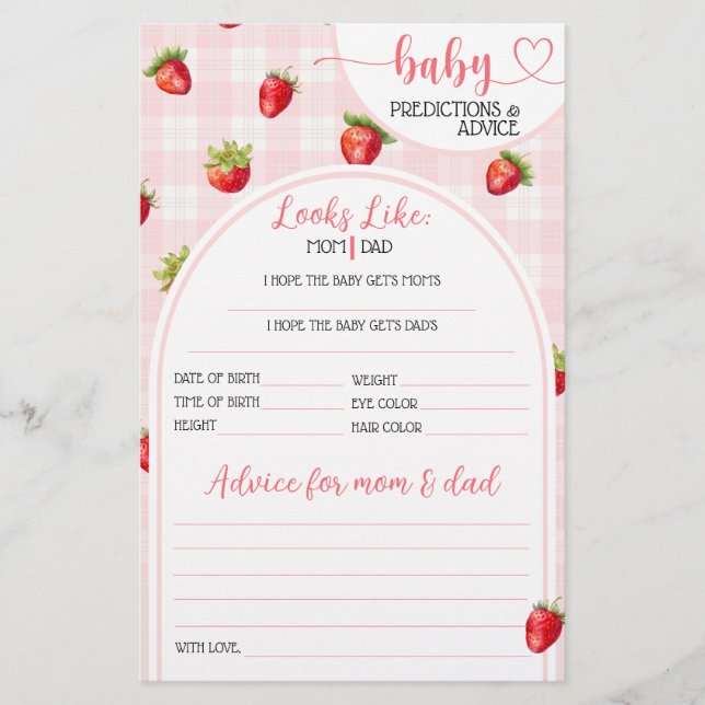 Papier Fraise sucrée Rustique Baby Girl Shower Jeu (Devant)