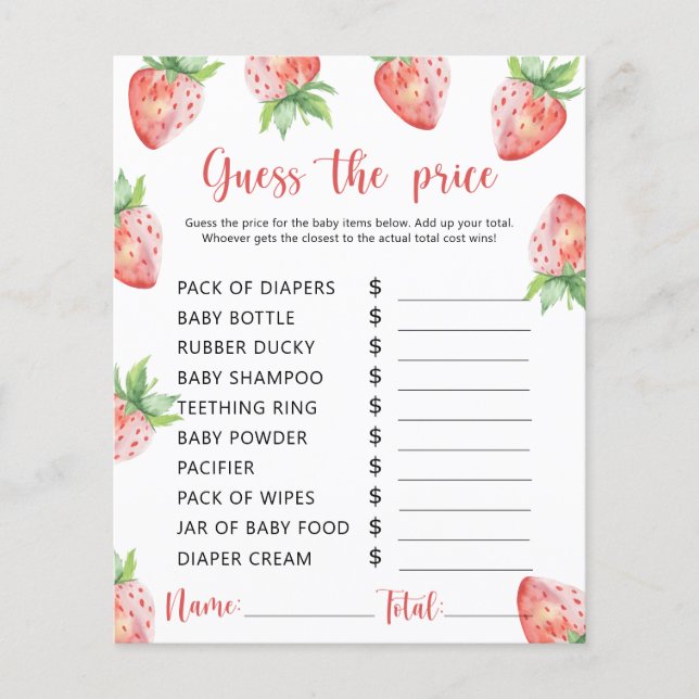 Papier Fraises - Devinez le prix ! Jeu (Devant)