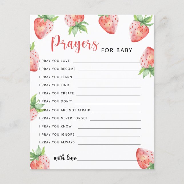 Papier Fraises - prières pour bébé (Devant)