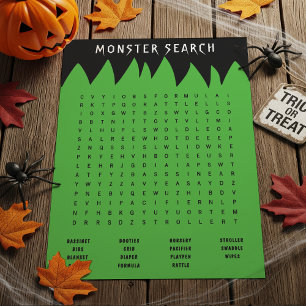 Papier Frankenstein Monster Word Recherche Baby shower Je