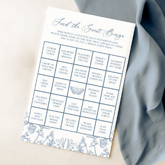 Papier French Blue Chinoiserie Fête des mariées Bingo Jeu
