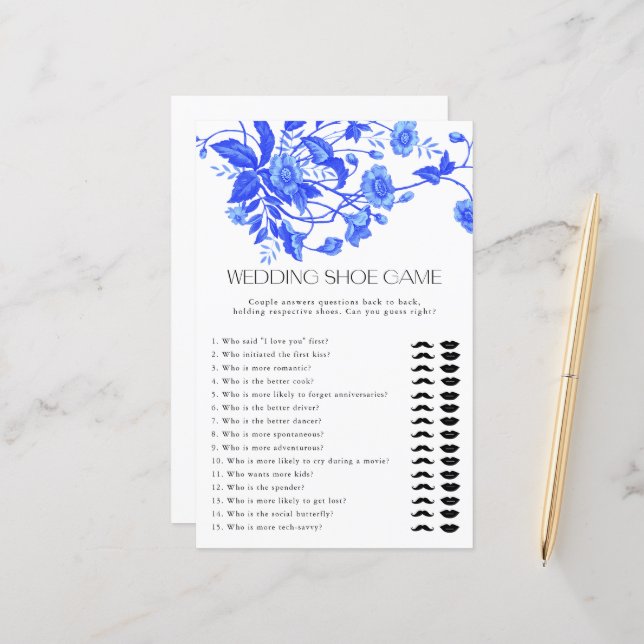 Papier French Toile Floral Mariage Chaussure Jeu nuptiale (Devant/Arrière en situation)