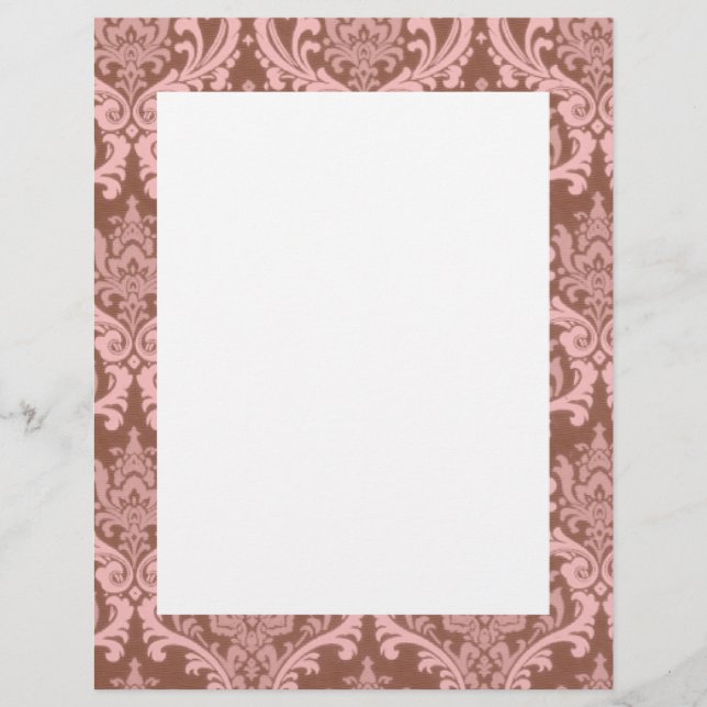 Papier Frontière Chocolat rose Damas (Devant)