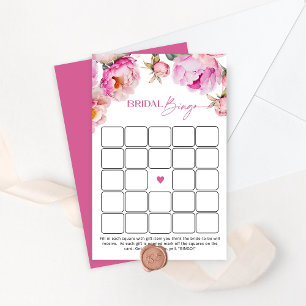 Papier Fuchsia rose vif poony jeu de bingo douche nuptial