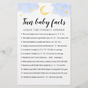 Papier Fun Baby Facts Jeu avec réponses Baby shower parti