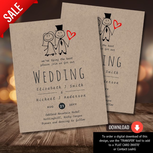 Papier Fun Marié Groom Mariage rustique Invitation manusc (Créateur téléchargé)