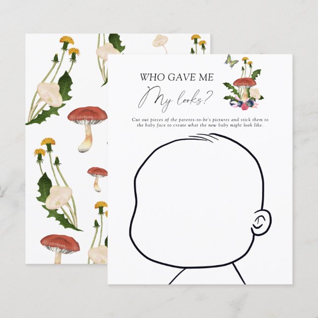 Papier fungi chute - Qui m'a donné mon look jeu bébé (Devant / Derrière)