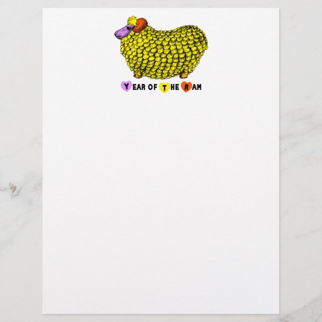 Papier Funky Yellow Ram chinois Année Zodiac Anniversaire (Devant)
