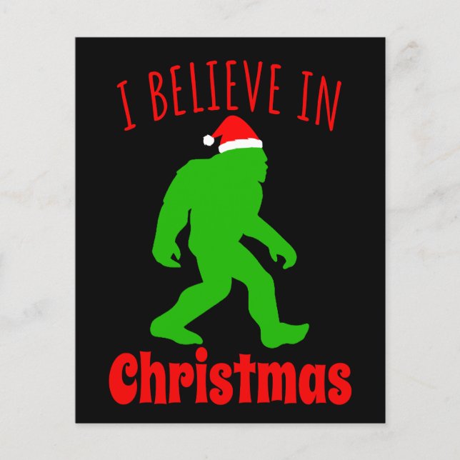Papier Funny Bigfoot Je Crois En Noël (Devant)