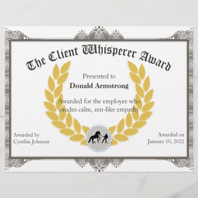 Papier Funny Employé Award - Client Whisperer (Devant)