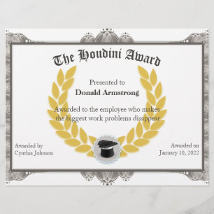 Papier Funny Employé Award - Houdini