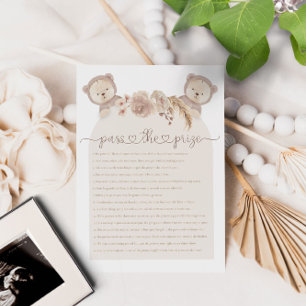 Papier Gagnez le prix Twins Teddy Bear Baby shower Jeu