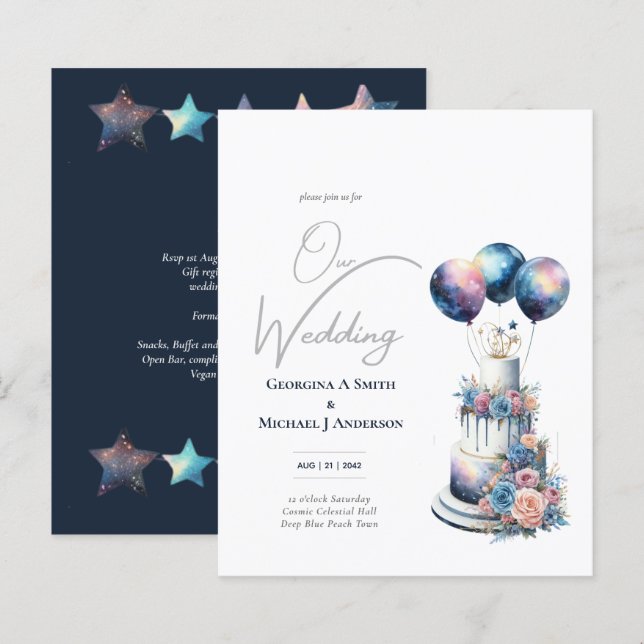 Papier Galaxie céleste cosmique Starry Night Marine Bleu (Devant / Derrière)