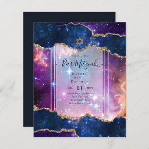 Papier Galaxy Starry Night BAR MITZVAH Invitations Bleu