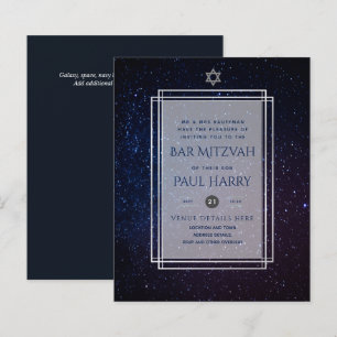 Papier Galaxy Starry Night BAR MITZVAH Invitations Marine