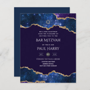 Papier Galaxy Starry Night BAR MITZVAH Invitations Marine