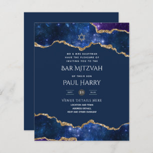Papier Galaxy Starry Night BAR MITZVAH Invitations Marine