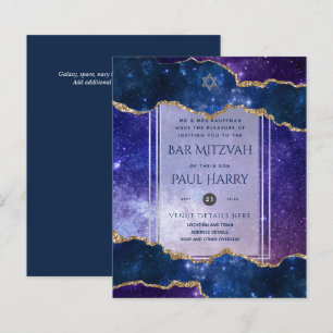 Papier Galaxy Starry Night BAR MITZVAH Invitations Marine