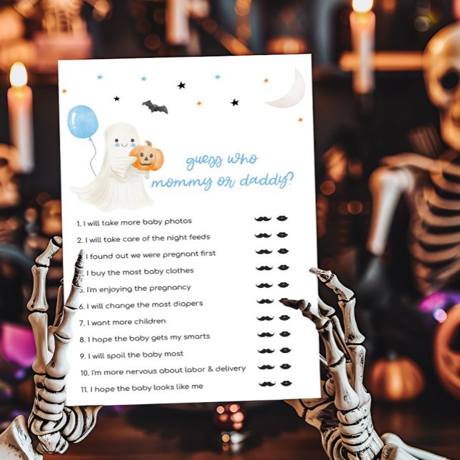 Papier Garçon Little Boo Devine qui maman ou papa jeu (A Little Boo Baby Shower Guess who Mommy or Daddy Game)