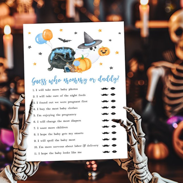 Papier Garçon Little Boo Ghost Devine qui maman ou papa j (Ghost Halloween Baby Shower Guess who Mommy or Daddy Game)