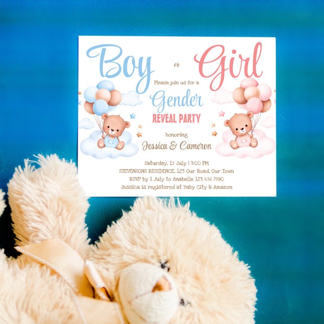 Papier Garçon ou fille ours en peluche sexe révéler invit (Créateur téléchargé)