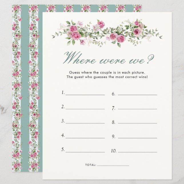 Papier Garden Party Où Étions-Nous Fête des mariées Jeu (Devant / Derrière)