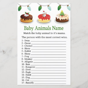 Papier Gâteau de Noël Bébé Animaux Nom baby shower du jeu