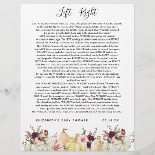 Papier Gauche - droite   Jeu Baby shower