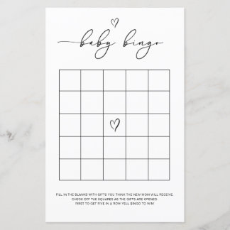 Papier Gender Neutral Baby Bingo Game