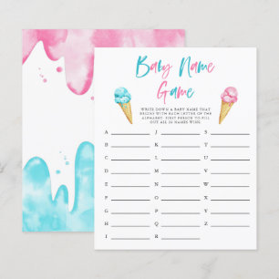 Papier Genre Reveal Crème de glace Nom de bébé Douche Jeu