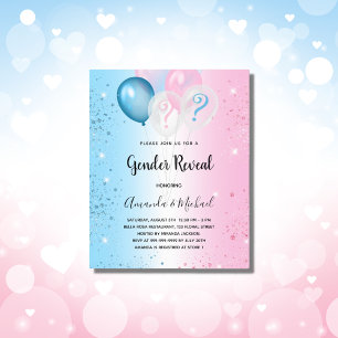 Papier Genre révéler la fête rose bleu garçon invitation