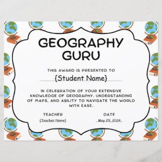Papier Géographie Prix Guru de reconnaissance étudiante