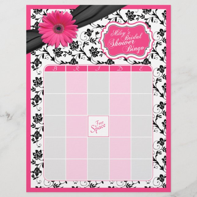 Papier Gerber rose Daisy Black Floral Fête des mariées Bi (Devant)
