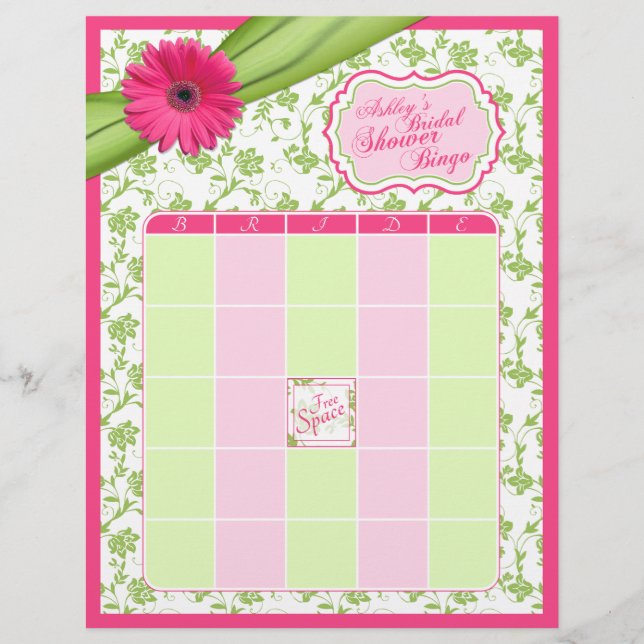 Papier Gerber rose Daisy Green Floral Fête des mariées Bi (Devant)