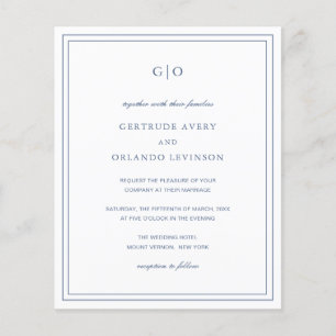 Papier Gertrude Dusty Blue Elegant Wedding Invitation